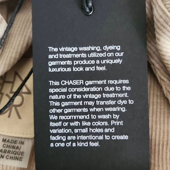 Chaser Ladies Beige Soft Ribbed Top with Lace up Back - Size Medium - Picture 5 of 7